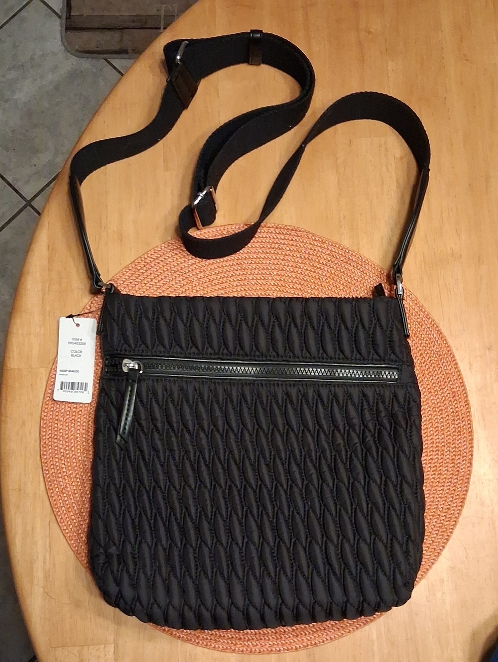 DKNY Vegan Black Quilted Crossbody Bag NWT